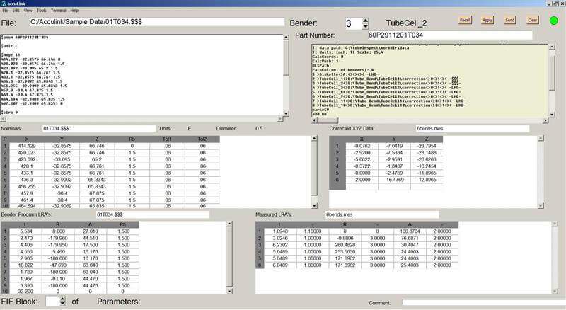 
 TubeInspect Acculink Software interface